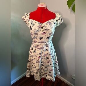 Collectif Dolores Doll 50’s Car print dress, sz S/ UK10